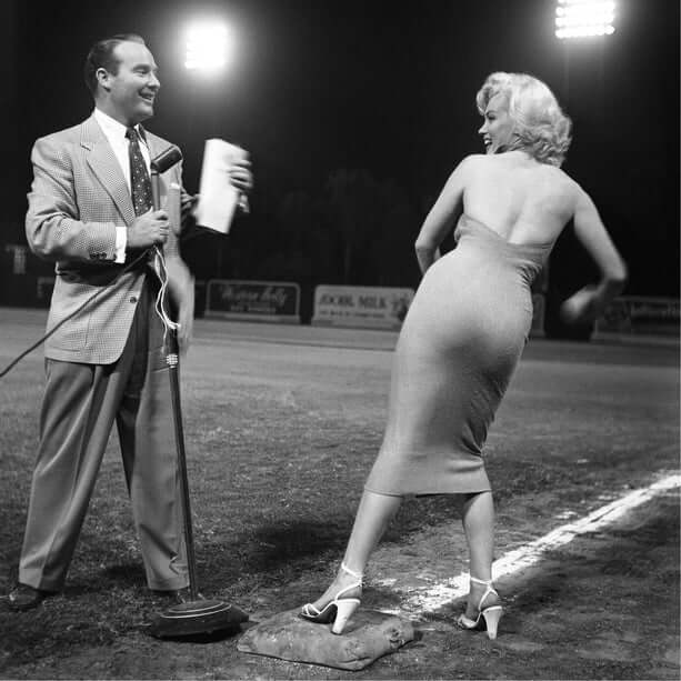 Print of Marilyn Monroe at Baseball game by Frank Worth