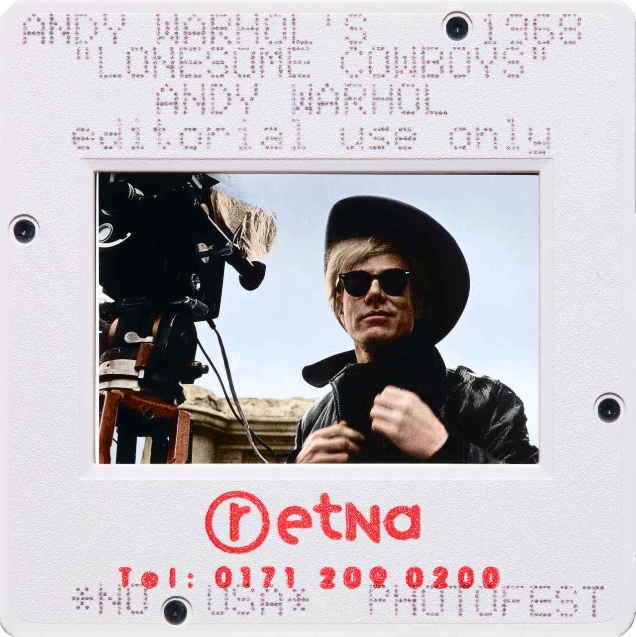Andy Warhol on the set of his film "Lonesome Cowboys" in 1968 in Tucson, AZ